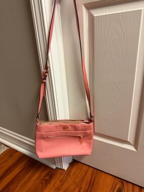 Pink Leather Crossbody Shoulder Bag